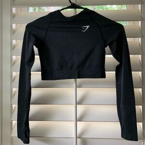 Black Long Sleeved Cropped GymShark Top